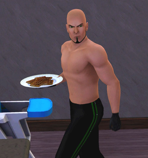 Spooke always begrudgingly brings waffles.. I wonder if she makes him do it?