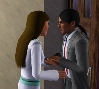 Exchanging vows and rings by the front door.